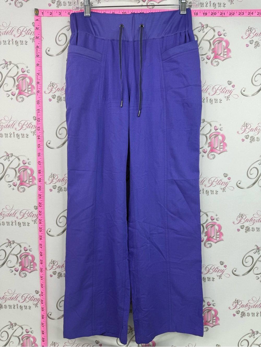 Scrub kulture health pro heart Vibrant Purple Wide-Leg Drawstring Scrub Pants